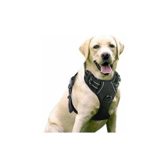 Anti Pull Dog Harness, Easy Fit Dog Harness Adjustable Reflective Harness with Easy Walk Front Clip Harness for Medium, Large Dogs, Black Color