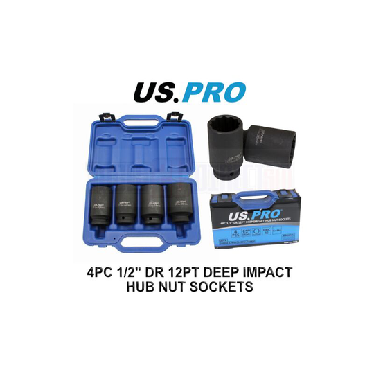 Tools 4pc 1/2' Dr 12pt Deep Impact Hub Nut Sockets 30 32 34 36mm 3686 - Us Pro