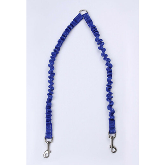 Pet Dog Coupler Leash Double Dog Walking Lead Bungee Elastic Two Dogs Leash Splitter blue