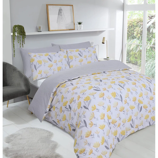 NightComfort Blooming Floral Print Cotton Rich Duvet Cover Set with Pillowcase