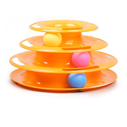Cat Toy - Fun Levels of Interactive Play - Circle Track with Moving Balls Satisfies Hunting, Chasing and Exercising Needs Orange