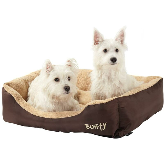 Deluxe Soft Washable Dog Pet Warm Basket Bed Cushion with Fleece Lining - Brown - Large - Bunty