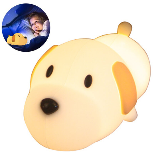 Kids led Night Light, Soft Silicone Puppy led Lamp with Sensitive Touch Control, Baby Room Lamp with Dual Warm / Cool White Modes