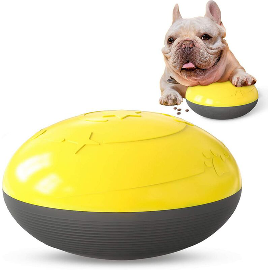 Dog Ball Toy Indestructible Dog Toy Ball Chew Toy Rubber Toy Dog Ball Ball Squeaky Interactive Toys Dog Snack Ball (Yellow) Soekavia