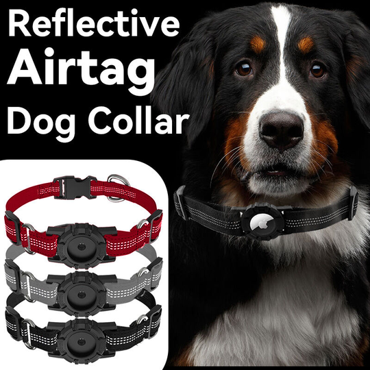 Location Tracker for Apple AirTag, Portable Anti-Lost Dog Collar Case(black+red+grey) 2.5*38*43cm - Muff
