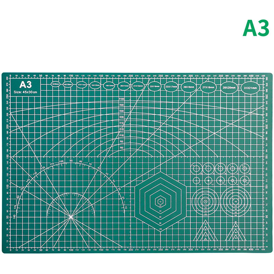 Asupermall - A3 Self Healing Cutting Mat Double-sided Non-slip pvc Cutting Board with Grid Lines Angles Design 3mm Thickness for Scrapbooking Art &