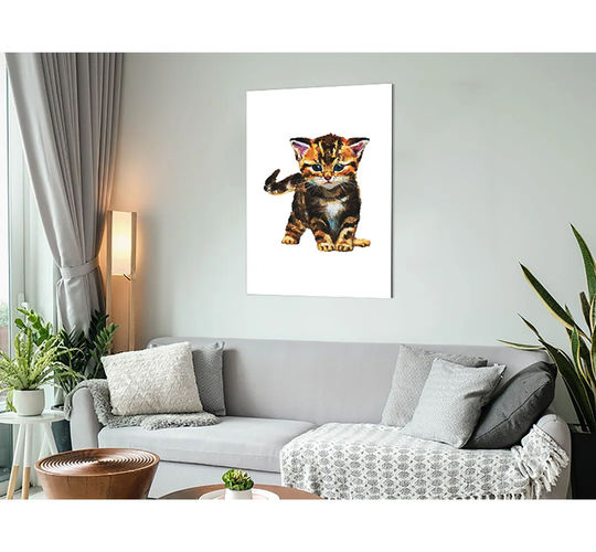 Tabby Kitten Cat - Unframed Painting on Metal
