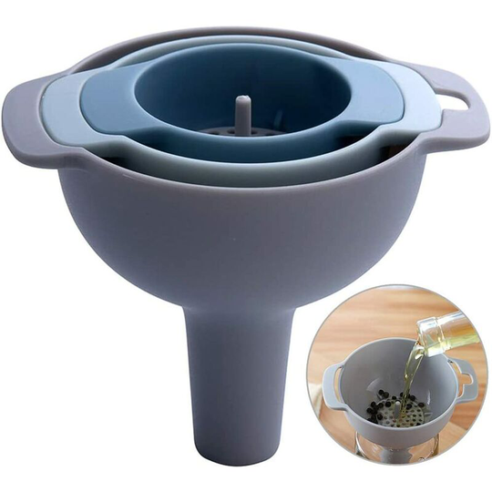 Perle Rare - Food Funnel, Kitchen Funnel, Plastic Funnel, Jam Funnel, with Filter, 4 in 1 Plastic Food Funnel 4 Piece Funnels