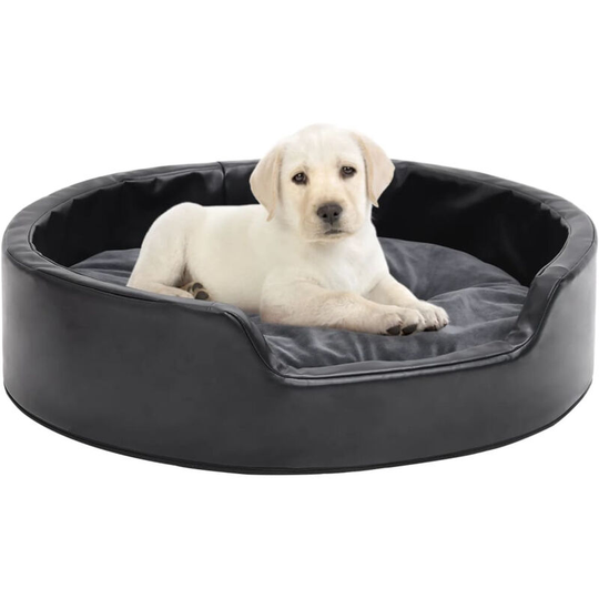Dog Bed Black and Dark Grey 69x59x19 cm Plush and Faux Leather