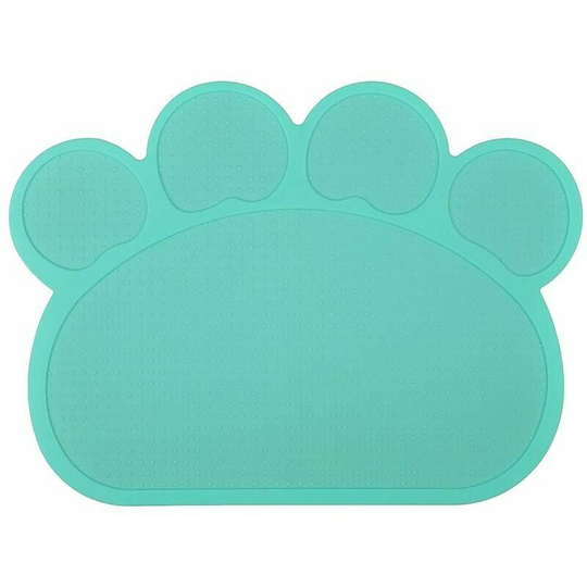 Monly - 40 x 30 cm Navy Blue Cat Paw Shaped Silicone Litter Mat
