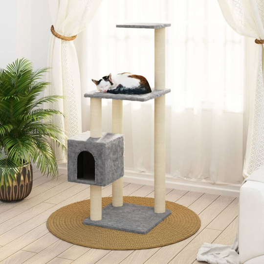 Cat Tree with Sisal Scratching Posts Light Grey 104 cm