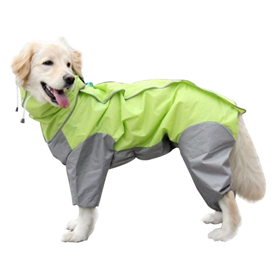 Pet Raincoat, Adjustable Velcro Waterproof Jacket for Small, Medium and Large Dogs (Green)
