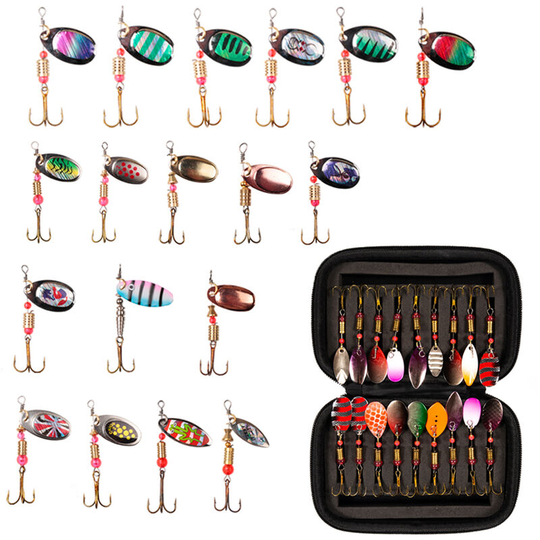 18pcs Fishing Spinner Lures Set Spinnerbait Assorted Metal Hard Lures Spinner Baits,model: 18pcs lures set