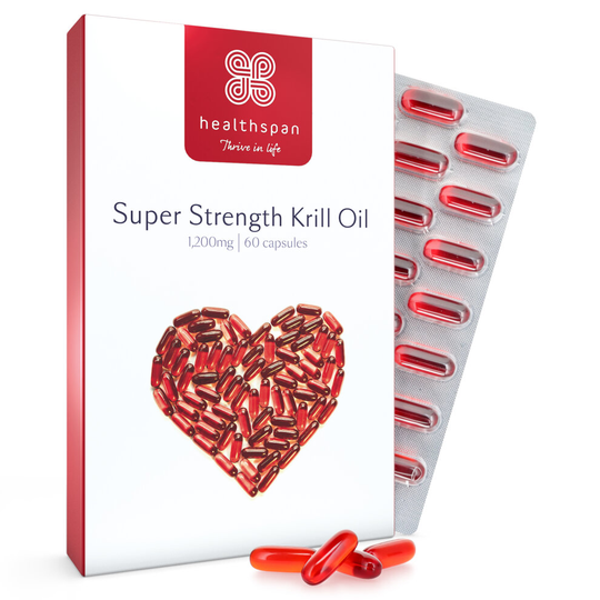 Healthspan Super Strength Krill Oil 1,200mg, 60 Capsules, Vanilla