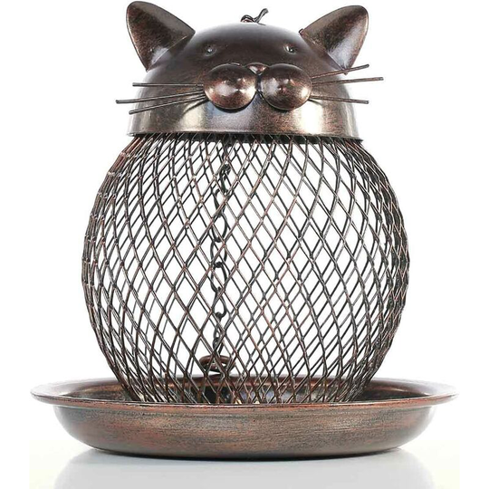 Tooarts Ease for cat -shaped birds | Bird seed distributor | Vintage Garden Decoration | Outdoor decoration | Brown