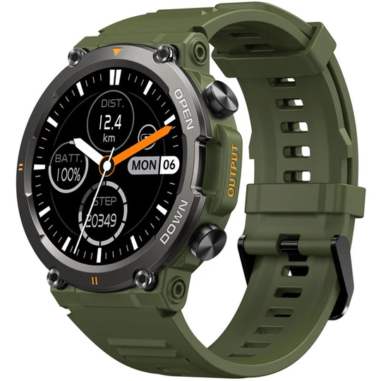 Vibe 7 Smart Watch 1.39-Inch tft FullTouch Screen bt Call Fitness Tracker IP68 Waterproof Blood Oxygen/Sleep/Heart Rate/Blood Pressure Monitor, Army