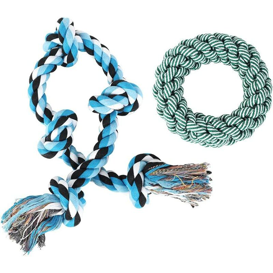 Deckon - 2 Pieces Interactive Toys Durable Rope Dog Toy for Large Dogs, Cotton Rope Toy, Dog Accessories, Teeth Cleaning, Chew Toys for Chewer