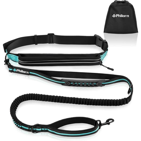 Betterlifegb - Leash Dog Handsfree (47 '- 67') with seams Reflective, Adjustable Pouch Size (24 '- 47') and Double Handle Bungees for Race Bike On,