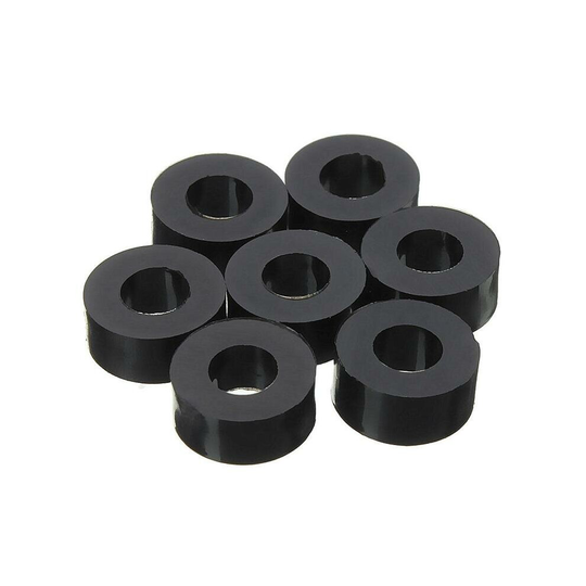(10mm) 200Pcs Flat Nylon Washer Black Round Spacer Washer Standoff Fastener Hardware 7*3*L