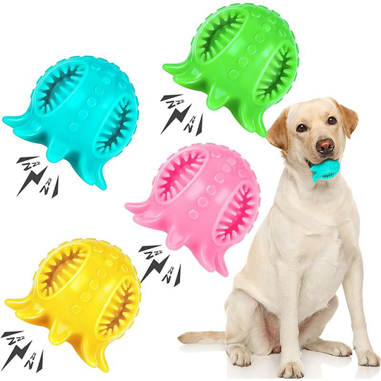 Briday - 4 Pieces Dog Toy Balls Rubber Dog Teething Cleaning Toy Balls Octopus Dog Chew Balls Puzzle Interactive Dog Balls Pet Molar Toys for Small