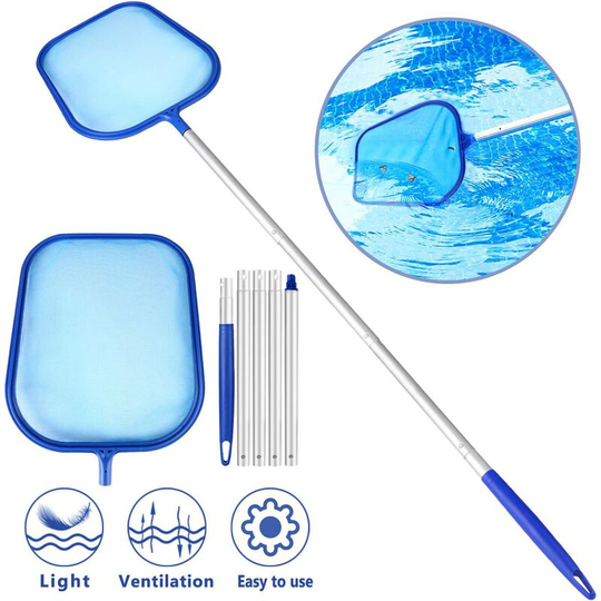 Bearsu - Surface Landing Net, Leaf Skimmer with 1.2M Flexible Handle Kimmer for Pool - Fine Mesh Net - for Pool, Pond, Fountain, Fish Tank