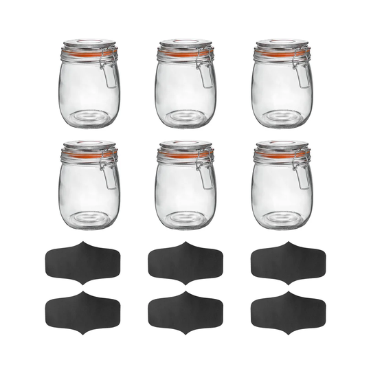750ml Preserving Jar with Airtight Clip Lid and Chalkboard Stickers