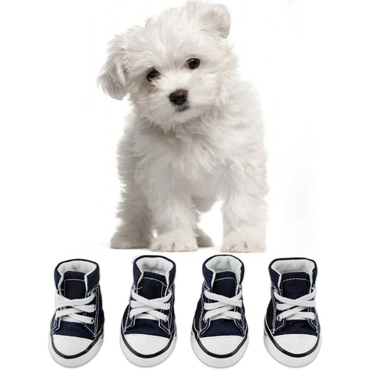 Puppy Pet Dog Non-Slip Canvas Outdoor Sports Shoes Sneakers Boots Sport Shoes, Rubber Sole + Soft Cotton Inner Fabric (# 2) - Langray