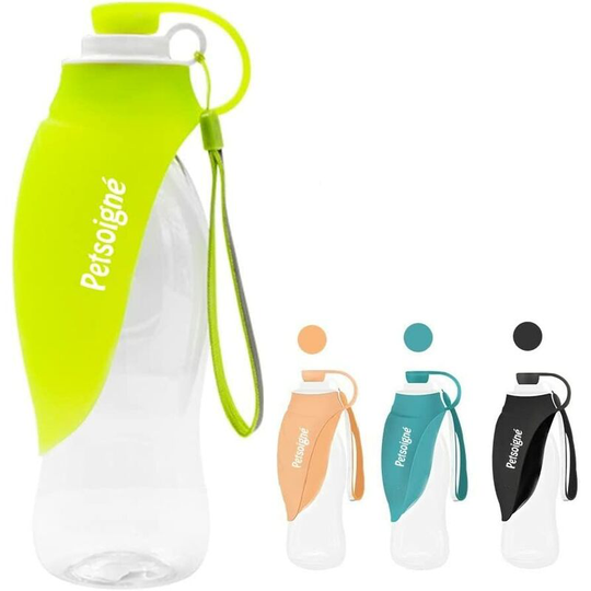 Portable Dog Water Bottle Silicone Travel Dog Water Bottle for Outdoor (Green)