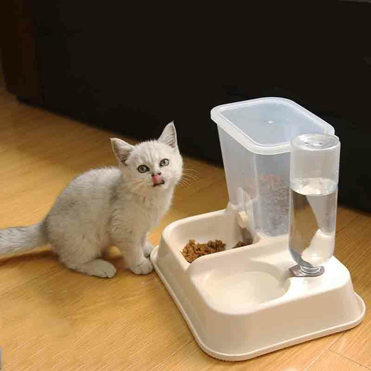 Thsinde - Two in One Drinking Fountain and Cat Food Fountain - Off White