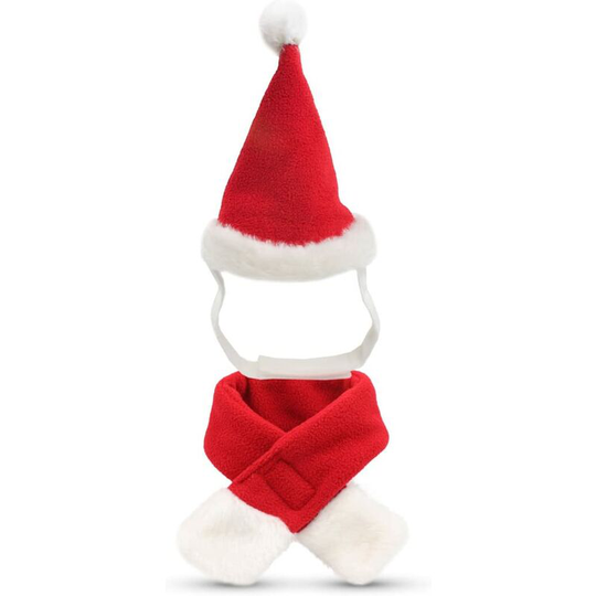 Bearsu - Christmas Hat for Cat Dog Chic Dog Beanie Hat with Scarf for Cat Dog Fancy Dress Christmas Costume for Cat Dog-S