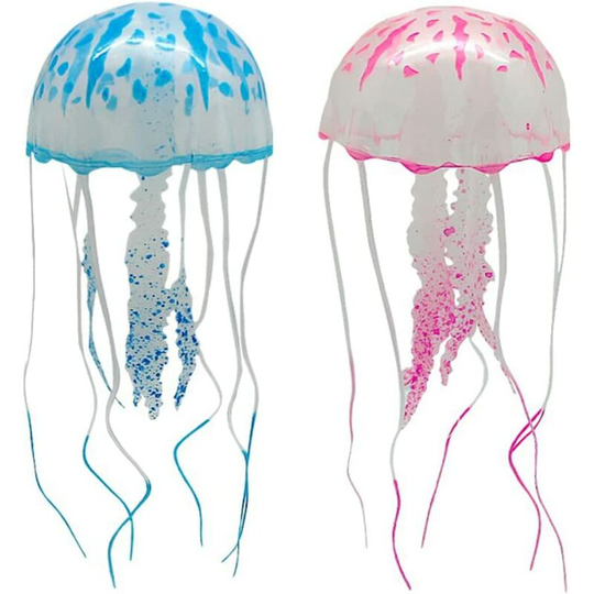 Artificial Jellyfish, Aquarium Decoration, Silicone Jellyfish, 2 PCS Luminous Jellyfish Fluorescence Jellyfish Aquarium Decoration Accessories for