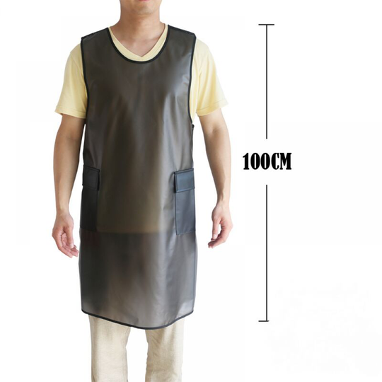 Apron Waterproof Cross Back Apron With Pockets For Women Men Dishwashing, Cleaning Fish, Lab Work, Dog Grooming, Gardening, Painting Black Translucent