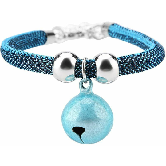 Monly - Dog Collar with Bell Chain Adjustable Cat Collar with Bell (Blue) 1 Piece