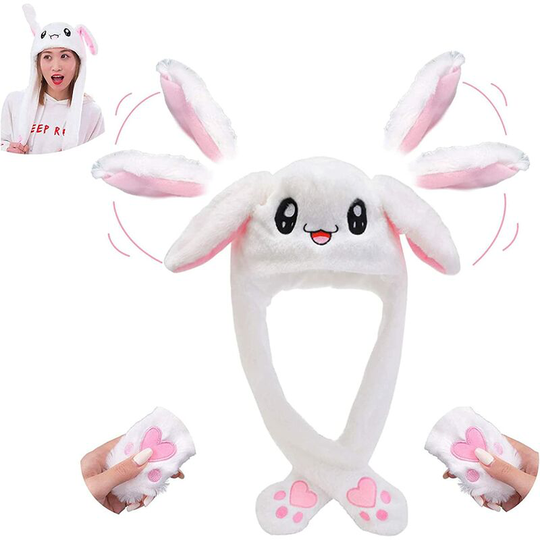 Thsinde - Moving Ear Beanie, Funny Jumping Rabbit Plush Beanie Hat For Women Girls, Can Be Used As Funny Easter/Halloween/Christmas Hat Gifts