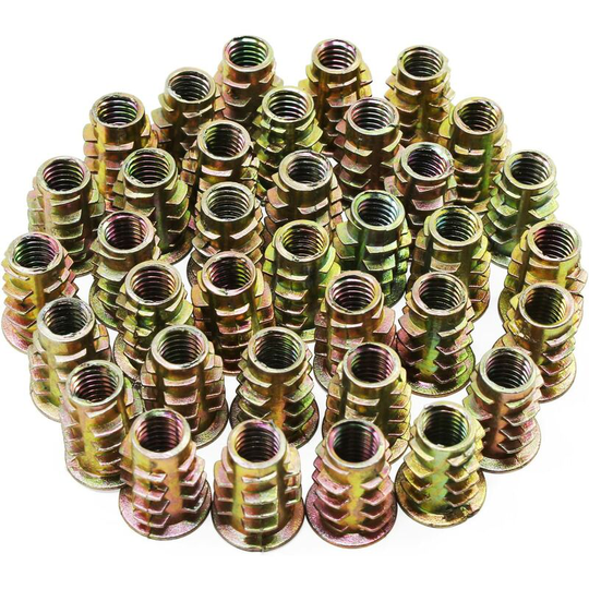 Monly - 50PCS M6 Zinc Alloy Hex Socket Screws Threaded Insert Nuts For Wood Furniture