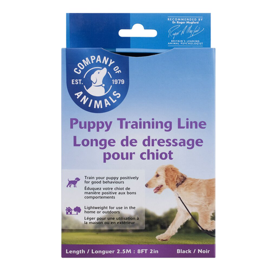 Company Of Animals Puppy Dog Indoor House Line Training Lead 2.5m Black