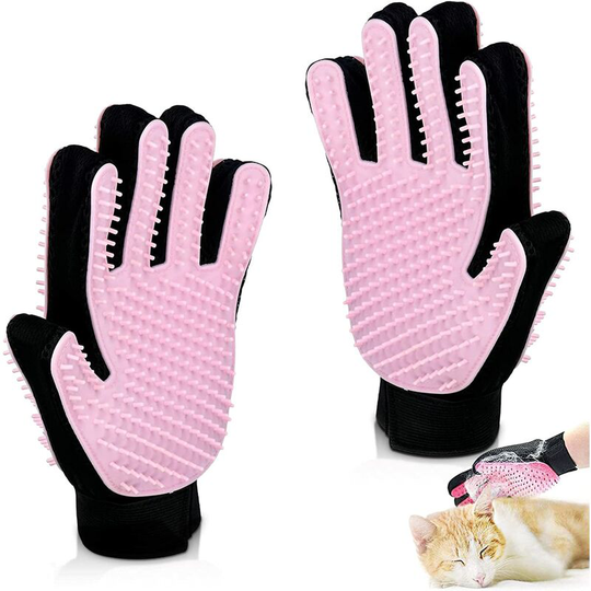 Dog Brush Gloves, Cat Grooming Massager, Dog Massage Grooming Gloves, Pet Grooming Gloves Effective Tools for Removing Falling Pet Hair (Pink)