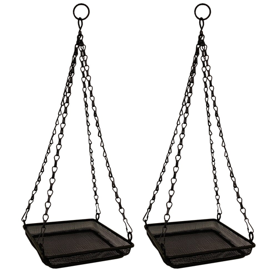 Hanging Metal Bird Seed & Nut Feeder Tray (Pack of 2)