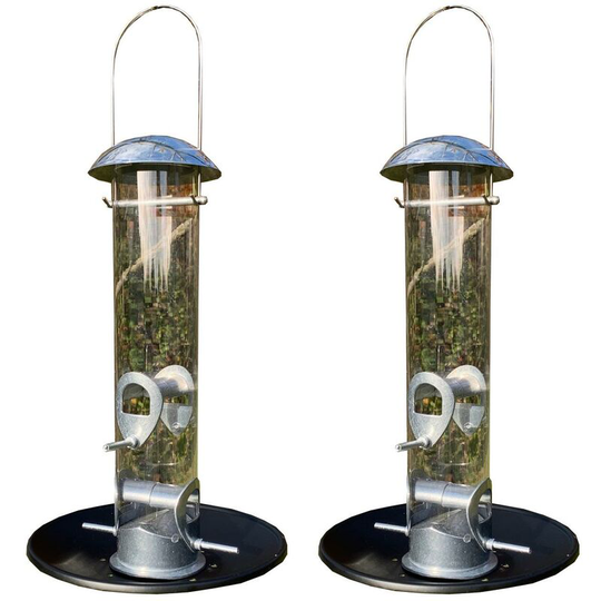 Selections - Heavy Duty Aluminium Bird Seed Feeder with Seed Catcher Tray (Set of 2)