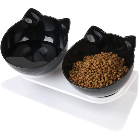 Cat Bowl, Double Raised Cat Bowl, 15° Tilt Cat Bowl, Pet Bowl, Cat Bowl Available for Cats and Puppies