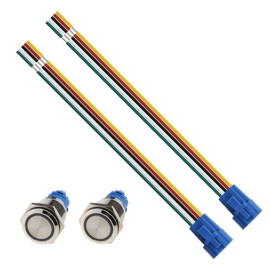 12V 16mm LED Latching Push Button Switch with Wire Socket 1NO1NC Pack of 2