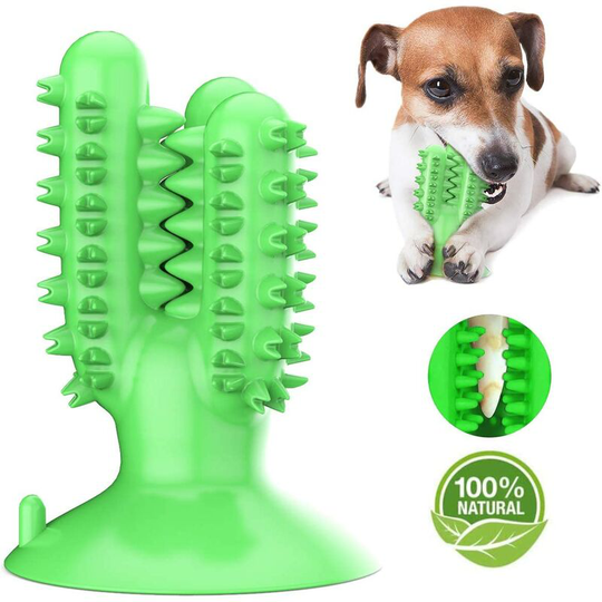 Soekavia - Dog Toothbrush, Dog Chew Toy, Chew Toy, Indestructible Dog Toy, Dog Toy, Dental Care, Natural Rubber Teeth Cleaning Stick (Green)