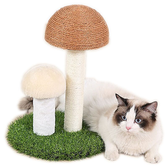 Pet Toy Cat Climbing Frame Tongtianzhu Natural Linen Linen Yellow Large Head + White Mushroom Head