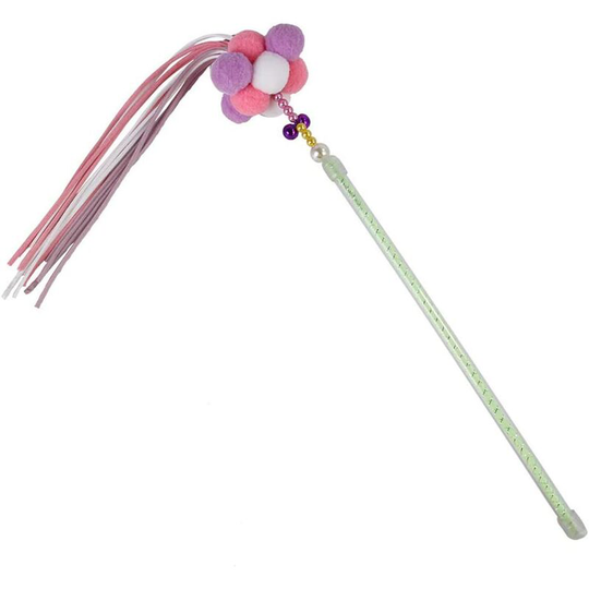1 piece Pet Cats Kitten Pompom Plush Ball Bell Tassel Daser Wand Mouth Play Purple