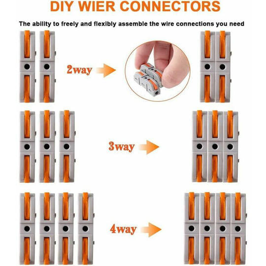 Kartokner - Compact Connector Spring Terminal Block SPL-1 Lever-Nut Wire Connectors50 Pieces 1 in 1 out 2 Port Conductor Compact Wire ConnectorsFree