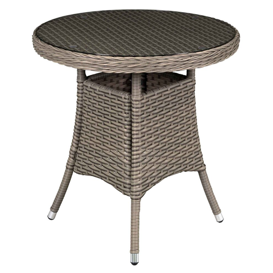 Chester Rattan Wicker Outdoor Bistro Table with Tempered Glass Top - DG65