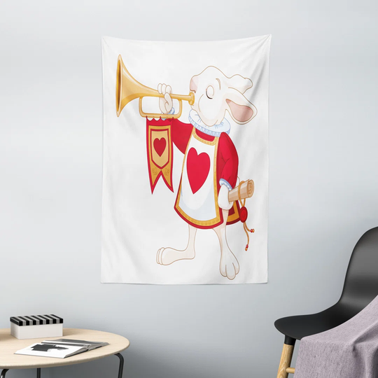 Rabbit Playing Royal Trumpet with Heart Design Animal Card Wall Hanging