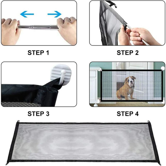 Barriers Dog Safety Barrier, Animal Barrier, Pet Barrier, Retractable Pet Barriers for Stairs Kitchen Portable Folding Install Anywhere,Black (180 x