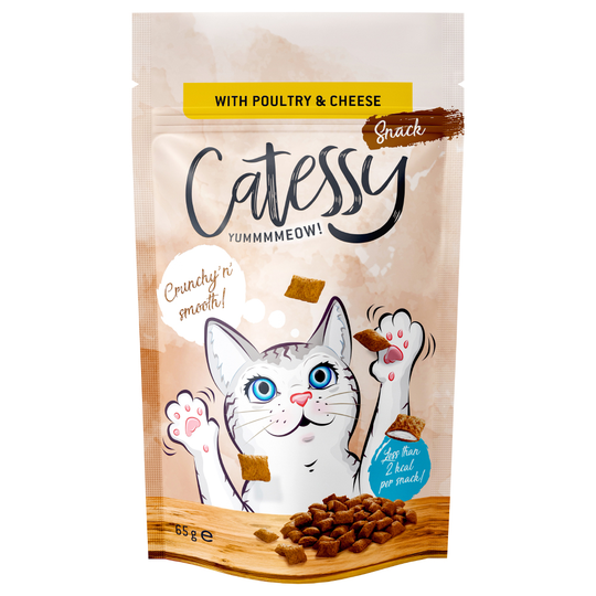 3 x 65g Catessy Crunchy Cat Snacks - 20% Off!* - Poultry, Cheese & Taurine