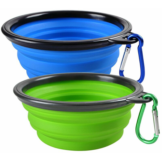 Hiasdfls - Collapsible Dog Bowl , 2 Pack Travel Dog Bowls for Cats & Dogs, Folding Dog Bowls Food Dishes with Carabiner Clip, Dog Bowl for Hiking